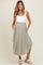Light Olive Smocked Waist Rounded Hem Maternity Midi Skirt