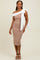 Beige Colorblock One Shoulder Draped Midi Dress