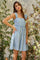 Light Blue Floral Chambray Mini Dress