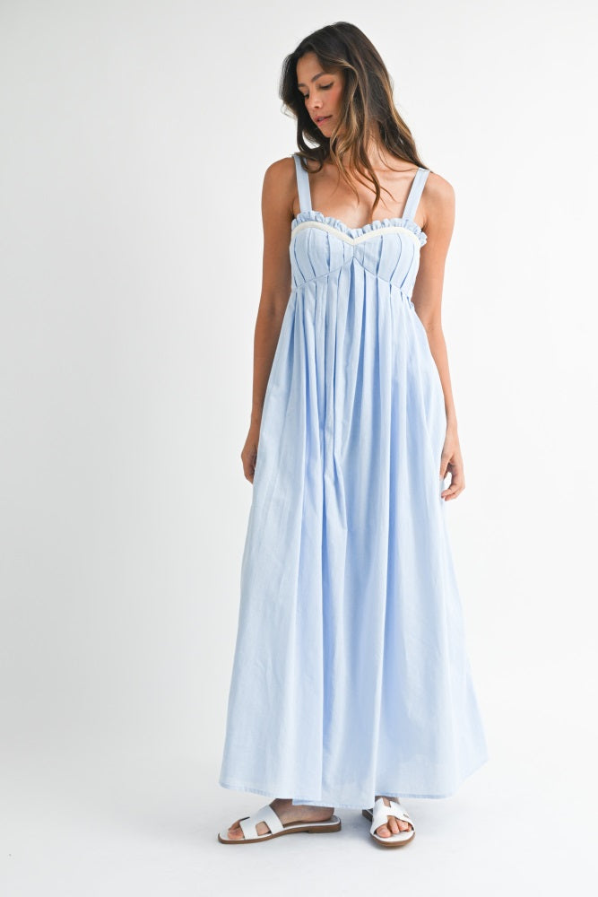 Light Blue Sweetheart Neckline Open Back Maternity Maxi Dress
