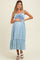 Light Blue Cross Stitch Embroidered Maternity Maxi Dress