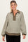 Olive Striped Oversized Collared Pullover Maternity Top