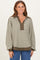 Olive Striped Oversized Collared Pullover Top