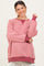 Mauve Fleece Oversized Contrast Trim Maternity Sweatshirt