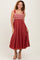 Rust Embroidered Sleeveless Midi Dress