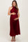 Burgundy Pleated Maternity Halter Dress