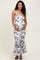 Grey Rose Floral Mesh Ruched Maternity Midi Dress