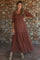 Brown Floral Smocked Puff Sleeve Maternity Maxi Dress