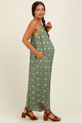 Olive Tile Mosaic Printed Cami Maternity Jumpsuit