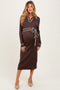 Brown Soft Stretchy Rib Fitted Maternity Sweater Midi Dress