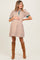 Camel Striped Puff Sleeve Maternity Mini Shirt Dress