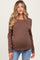 Brown Ribbed Knit Maternity Long Sleeve Top