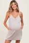 Beige Textured Rib Side Pocket Maternity Romper Dress