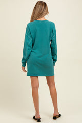 Teal Oversized Long Sleeve Maternity T-Shirt Dress