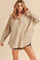 Beige Corduroy Contrast Oversized Hoodie