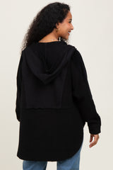 Black Corduroy Contrast Oversized Maternity Hoodie