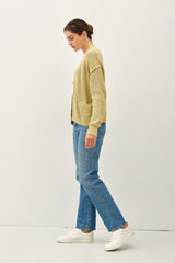 Yellow Chunky Knit Open Cardigan