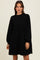 Black Ribbed Mock Neck Bubble Sleeve Dress