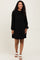 Black Ribbed Mock Neck Bubble Sleeve Maternity Dress