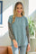 Light Blue Floral Ribbed Colorblock Long Sleeve