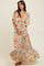Sage Floral Flyway Sleeve V-Neck Tiered Maxi Dress