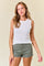 Ivory Textured Rib Ruffle Detail Tank Top