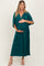 Forest Green Pleated Satin Dolman Sleeve Maternity Maxi Dress