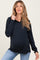 Navy Button Up Maternity Hooded Long Sleeve Top