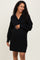 Black Chunky Knit Collared Maternity Sweater Dress