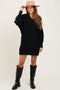 Black Chunky Knit Collared Sweater Dress