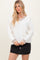 Ivory Deep V-Neck Border Stripe Sweater