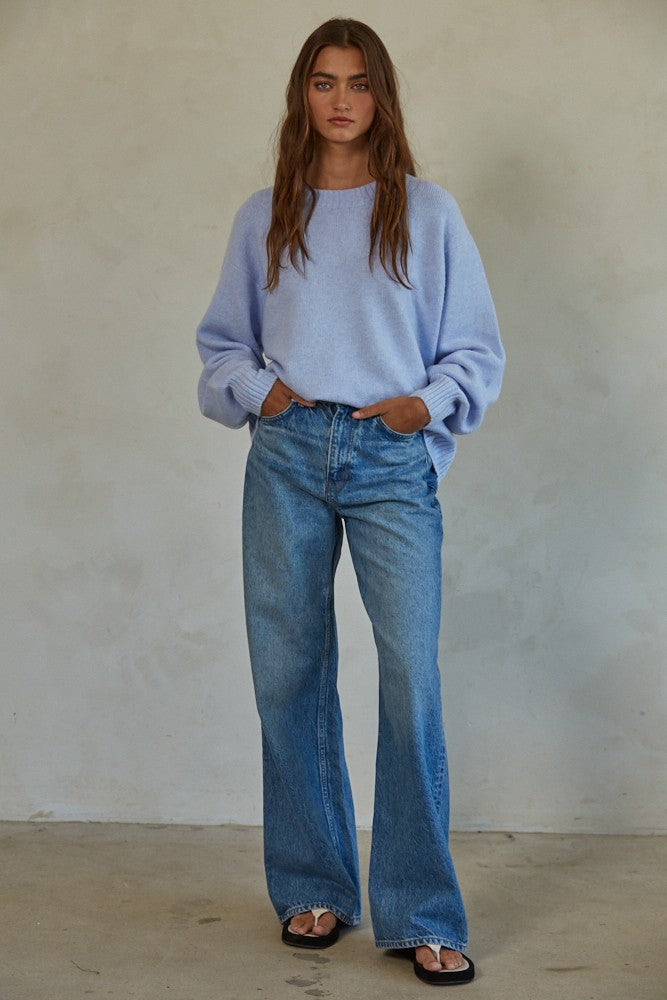 Light Blue Chunky Knit Oversized Sweater