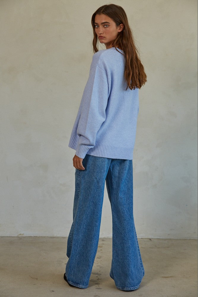 Light Blue Chunky Knit Oversized Sweater
