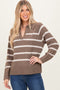 Brown Striped Oversized Polo Sweater