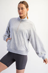 Heather Grey French Terry Quarter Zip Pullover