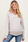 Beige V-Neck Maternity Sweatshirt
