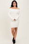 Ivory Off The Shoulder Knit Sweater Mini Dress