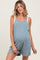 Light Blue Solid Ribbed V-Neck Sleeveless Front Pocket Maternity Romper