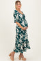 Hunter Green Floral Short Sleeve Square Neck Tiered Maternity Maxi Dress