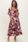 Burgundy Floral Short Sleeve Square Neck Tiered Maternity Maxi Dress
