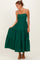 Forest Green Tiered Cutout Tie Back Midi Dress