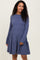 Navy Textured Rib Tiered Long Sleeve Maternity Dress
