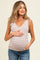 Mocha/Off White Striped Ribbed V-Neck Shoulder Tie Sleeveless Maternity Top