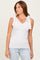 Ivory/Mocha Striped Ribbed V-Neck Shoulder Tie Sleeveless Top