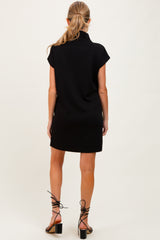 Black Mock Neck Maternity Mini Dress