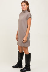 Light Taupe Mock Neck Mini Dress