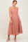 Red Plaid Double Strap Sleeveless Midi Dress