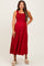 Burgundy Smocked Sleeveless Button Down Maternity Midi Dress