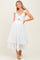 White Embroidered Twist Front Cutout Midi Dress