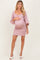 Pink Satin Smocked Bubble Sleeve Maternity Mini Dress